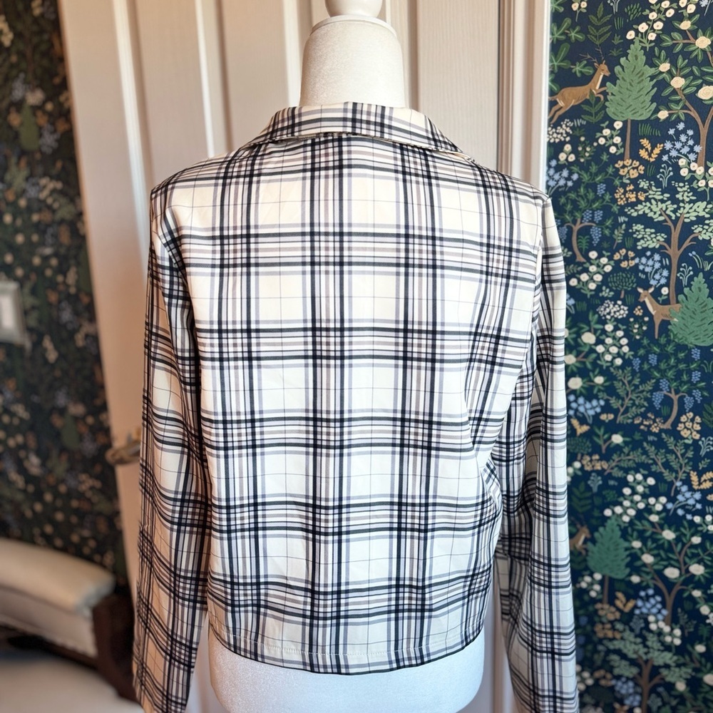 SHEIN Black and White Plaid Blazer Jacket - Picture 6 of 8